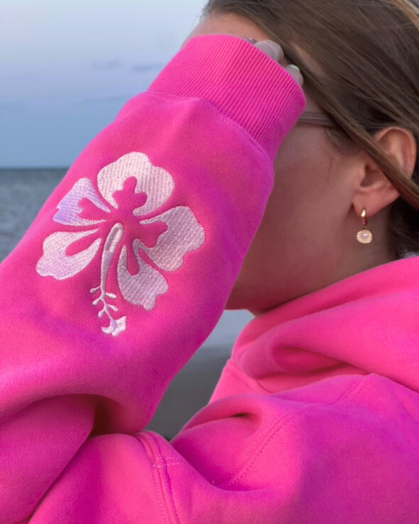 Life Comes In Waves - Pink Hibiscus Hoodie - SHIP OUT MID/END JULY