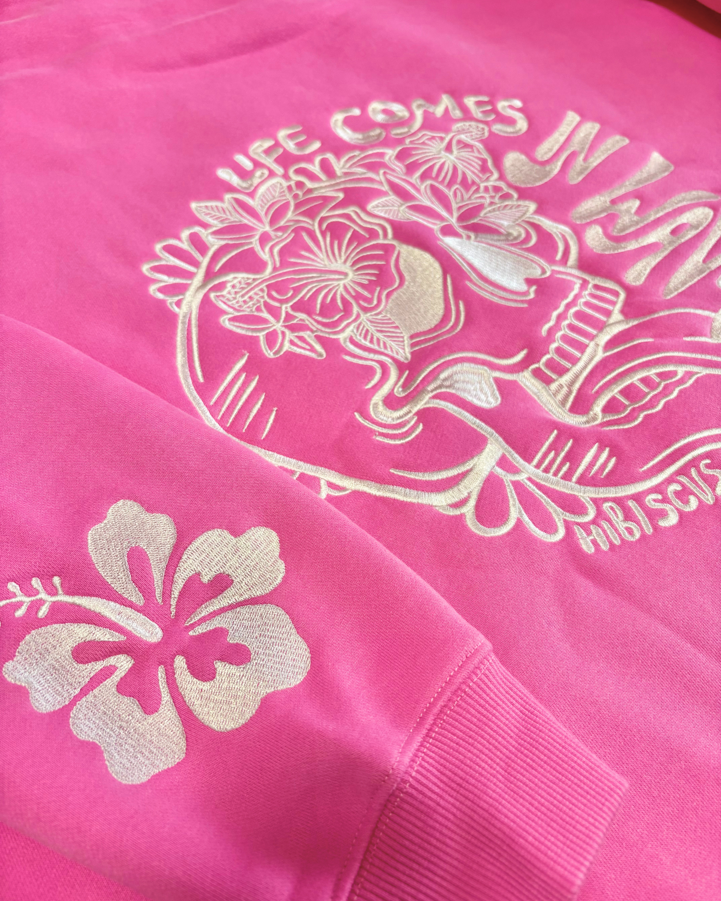 Life Comes In Waves - Pink Hibiscus Hoodie - SHIP OUT MID/END JULY